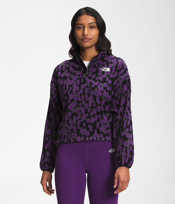 The North Face Womens Pullover Printed TKA Kataka ¼ Zip Fleece 231AVOENJ - Purple/Leopard